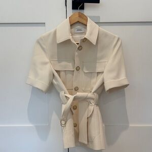 Zapa Made In France Cream Short Sleeve Belted Jacket